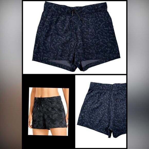 CRZ YOGA Black Camouflage Drawstring Waist 2.5 Active Shorts - Picture 2 of 8